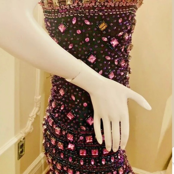 Jovani PINK Crystal Beads Cruise Dress SIZE 0 - Picture 4 of 11